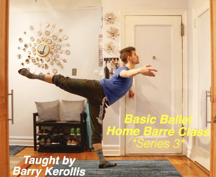 Barry Kerollis does an arabesque in his apartment
